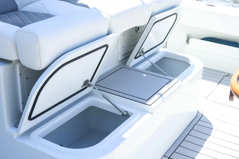 Slide: The Image of Control panel of a 2022 Freeman 47 boat with Seakeeper display and switch. - 40