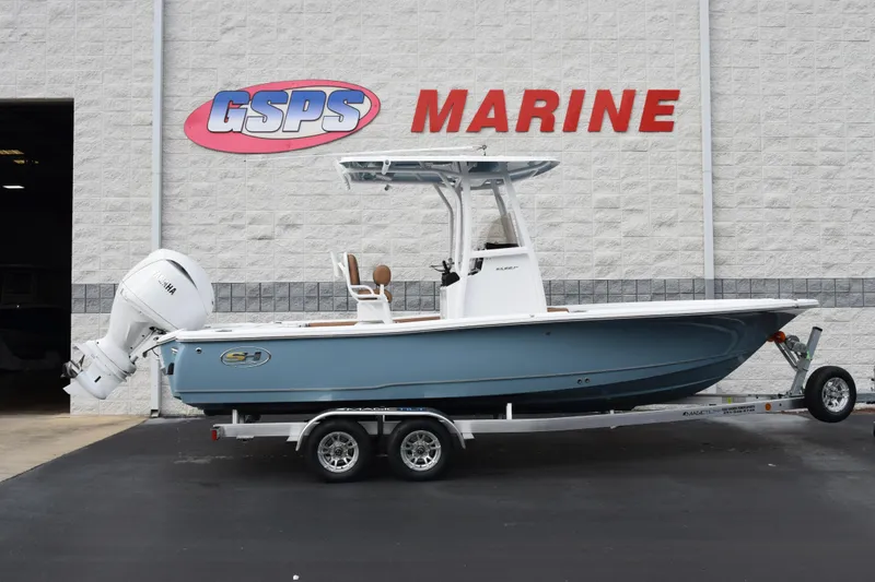 The Image of 2026 Sea Hunt BX 22 BR boat on trailer at GSPS Marine dealership. - 1