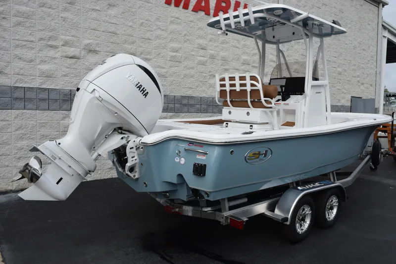 Slide: The Image of 2026 Sea Hunt BX 22 BR boat with Yamaha engine on trailer. - 4