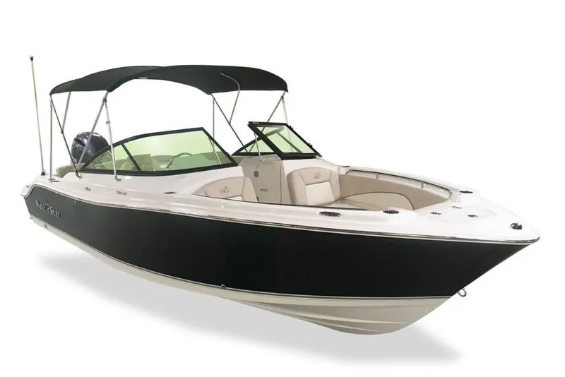 Slide: The Image of Manufacturer Provided Image: 2018 NauticStar 2302 Legacy Dual Console boat with black hull and bimini top. - 5