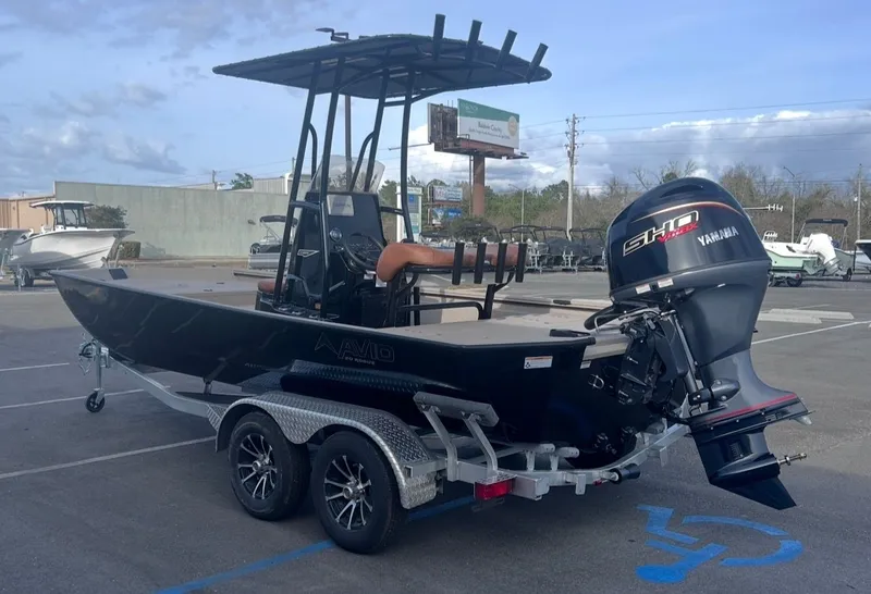 Slide: The Image of Avid 20CC Rogue 2026 boat with Yamaha engine on trailer. - 5