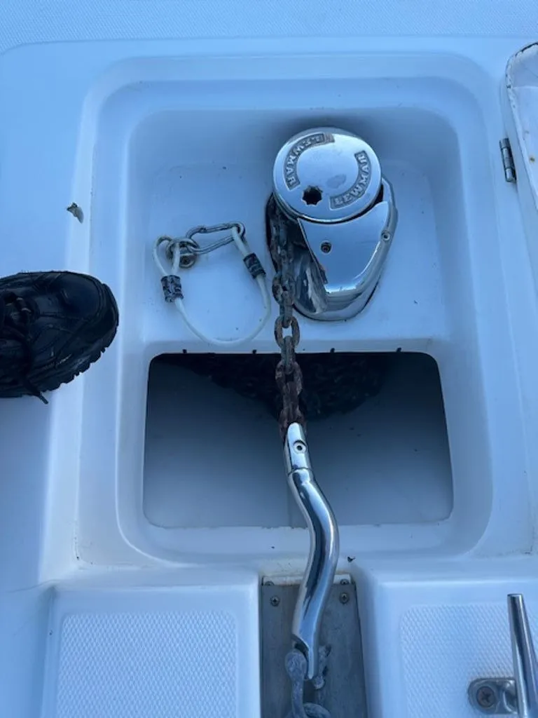Slide: The Image of 2005 Luhrs 33 Convertible boat anchor winch system. - 16