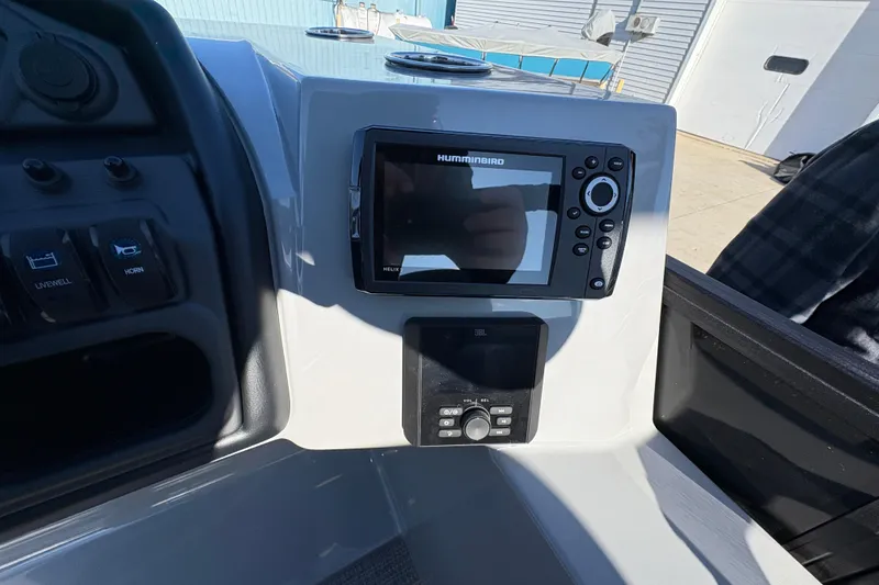 Slide: The Image of Control panel of 2026 Bentley Pontoons Fish 220 FWD CW with Humminbird display. - 21