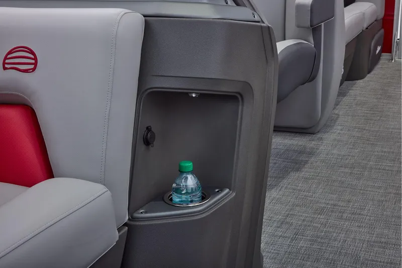 Slide: The Image of Manufacturer Provided Image: Interior of 2026 Sun Tracker Party Barge 22 DLX with cup holder and seating. - 51