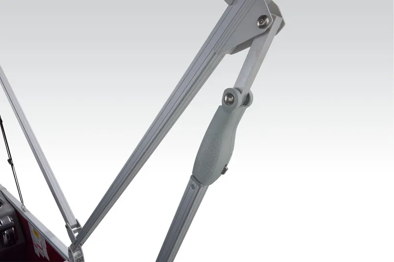 Slide: The Image of Manufacturer Provided Image: Close-up of 2026 Sun Tracker Party Barge 22 DLX canopy support structure. - 72