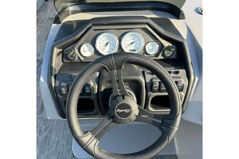 Slide: The Image of Steering wheel and dashboard of 2026 Bentley Pontoons Legacy 243 Swingback boat. - 17