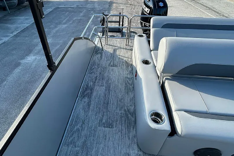 Slide: The Image of 2026 Bentley Pontoons Legacy 243 Swingback interior with sleek seating and modern design. - 23
