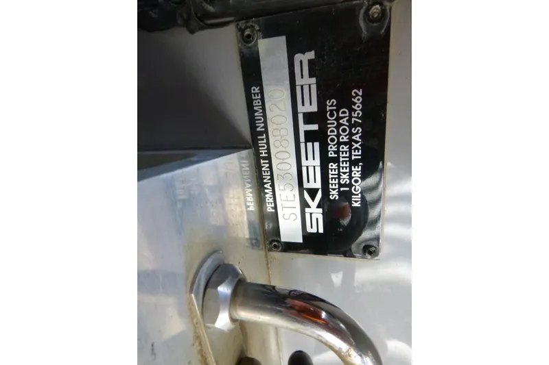 Slide: The Image of 2020 Skeeter FXR21 boat hull identification plate, Kilgore, Texas. - 22