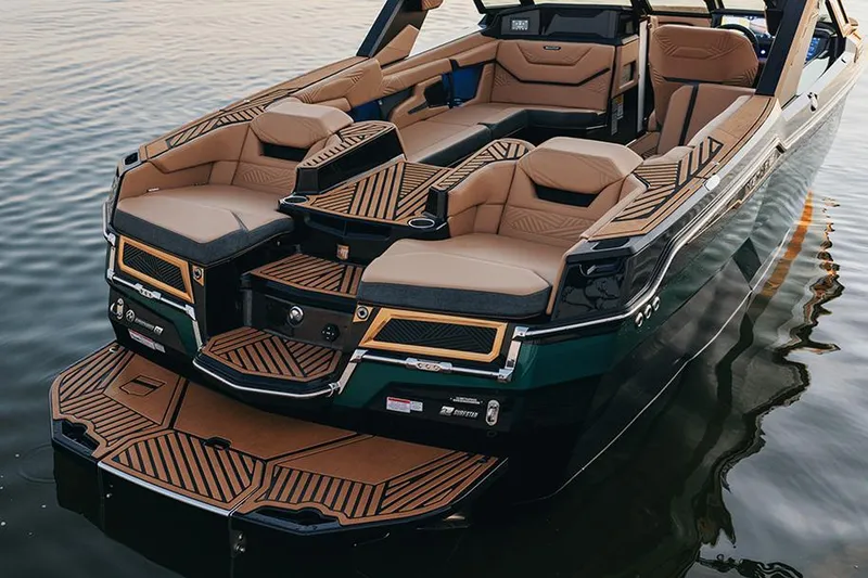 Slide: The Image of Manufacturer Provided Image: 2025 MasterCraft XStar 23 luxury boat with sleek design and spacious seating. - 11