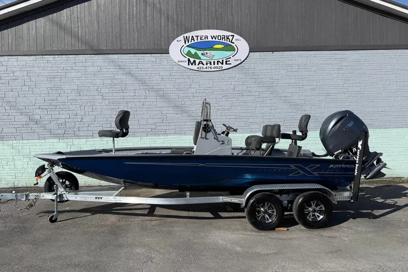 The Image of 2026 Xpress H20B Bay boat on trailer at Water Workz Marine dealership. - 0