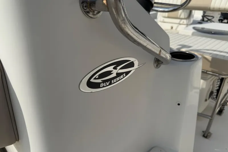 Slide: The Image of 2017 Carolina Skiff 218 DLV boat interior with DLV Series logo detail. - 22