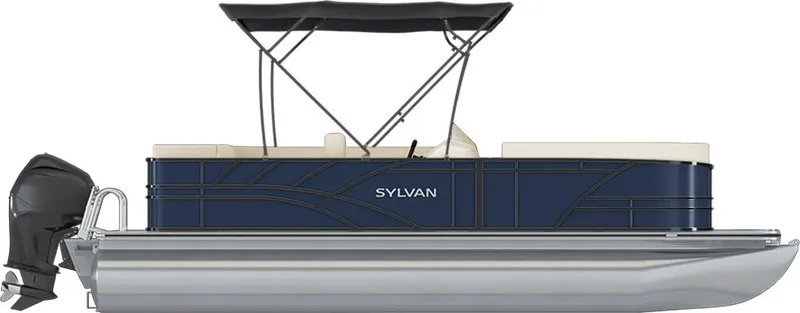 Slide: The Image of Sylvan MIRAGE X1 CLZ DH 2026 pontoon boat with black canopy. - 19
