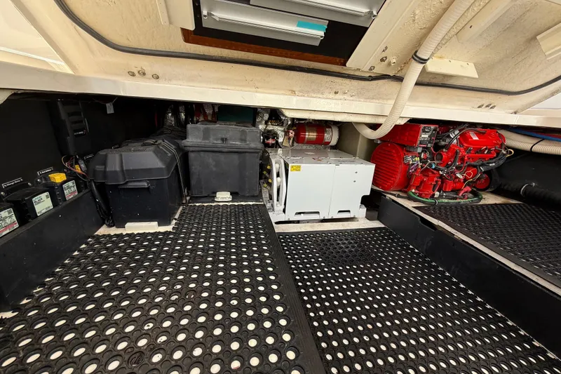 Slide: The Image of Engine compartment of 2020 Regal 38 SAV boat with visible machinery and equipment. - 31