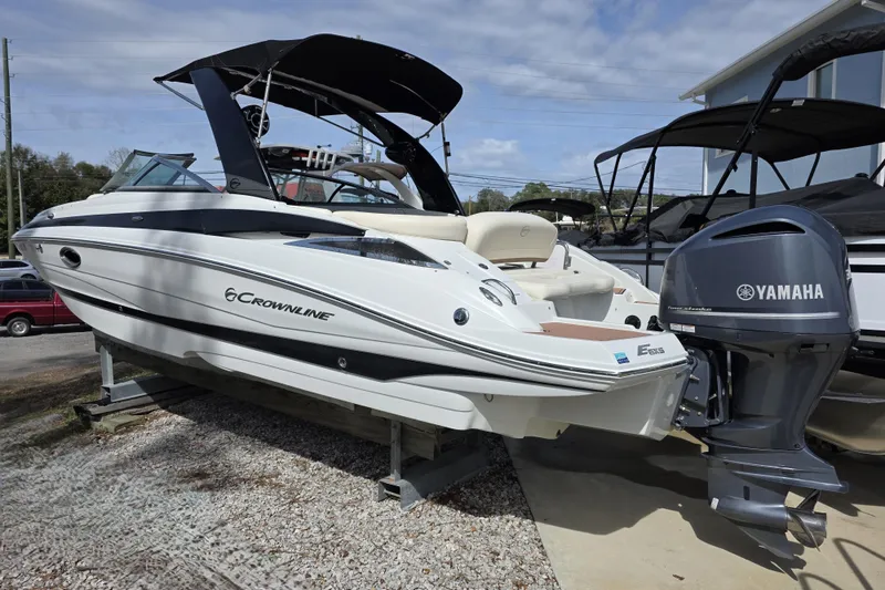 Slide: The Image of 2017 Crownline Eclipse E6 XS boat with Yamaha outboard motor on display. - 1