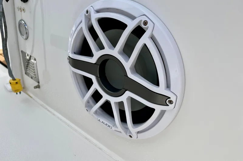 Slide: The Image of Close-up of a JL Audio speaker on a 2018 Sea Hunt Gamefish 27 Coffin Box boat. - 40