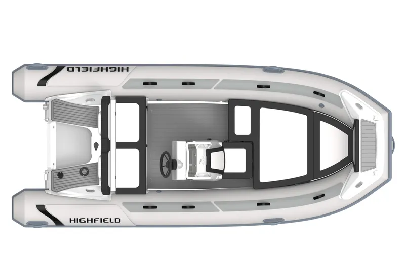 Slide: The Image of 2026 Highfield Sport 460 boat, top view, showcasing sleek design and spacious layout. - 6