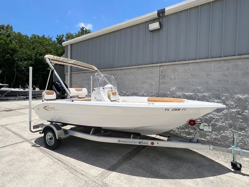 Slide: The Image of 2024 ALK2 Powerboats 18 CRS on trailer outside building. - 1