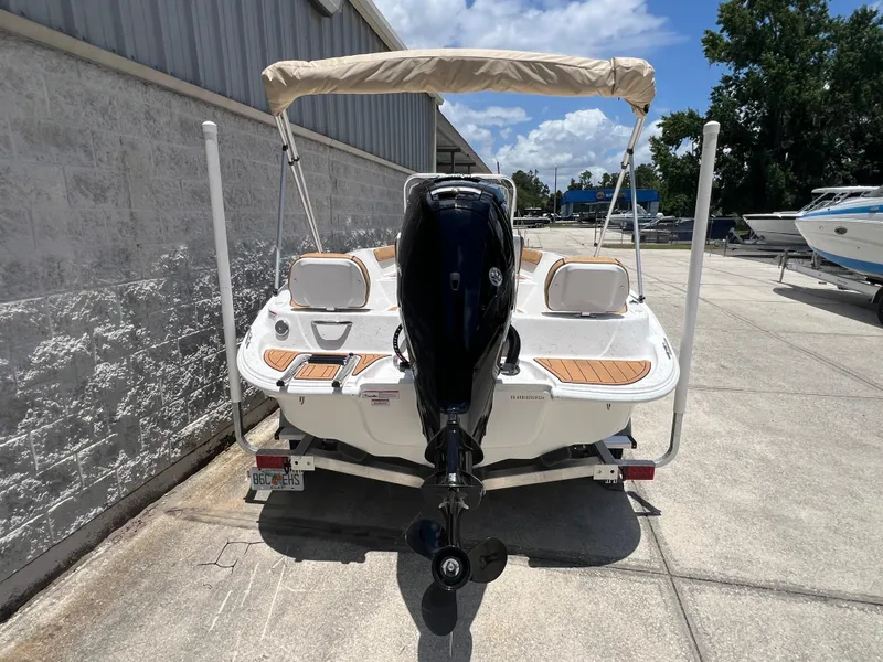 Slide: The Image of Rear view of 2024 ALK2 Powerboats 18 CRS with outboard motor. - 3