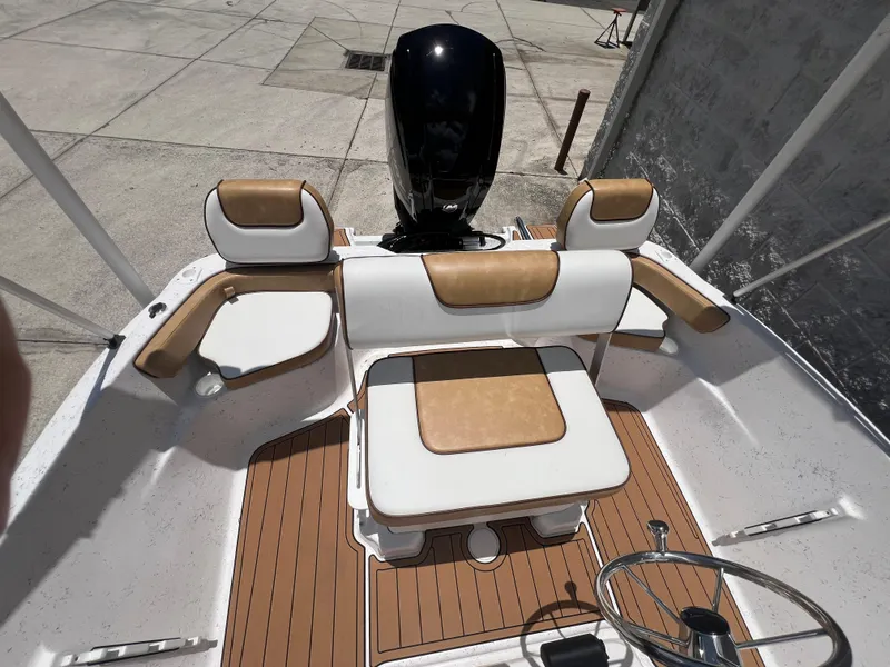 Slide: The Image of Interior of 2024 ALK2 Powerboats 18 CRS with stylish seating. - 5