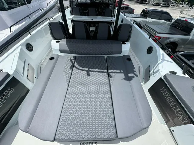 Slide: The Image of 2024 BRABUS Shadow 1000 ST boat interior with luxurious seating and sleek design. - 6
