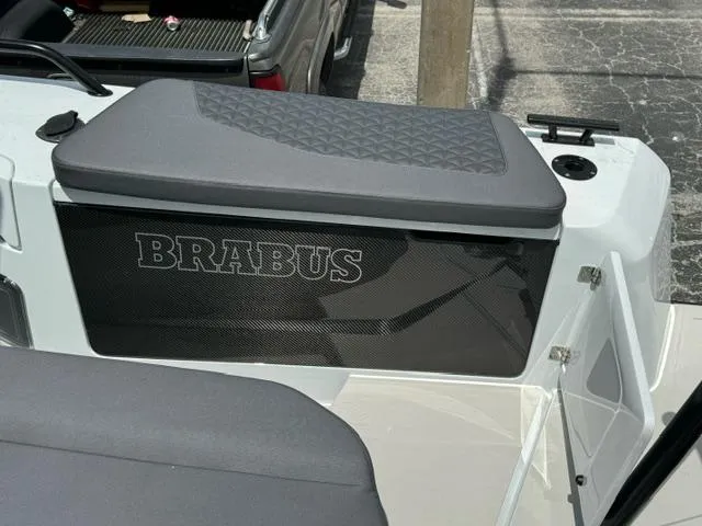 Slide: The Image of 2024 BRABUS Shadow 1000 ST boat detail with branded seating and sleek design. - 7