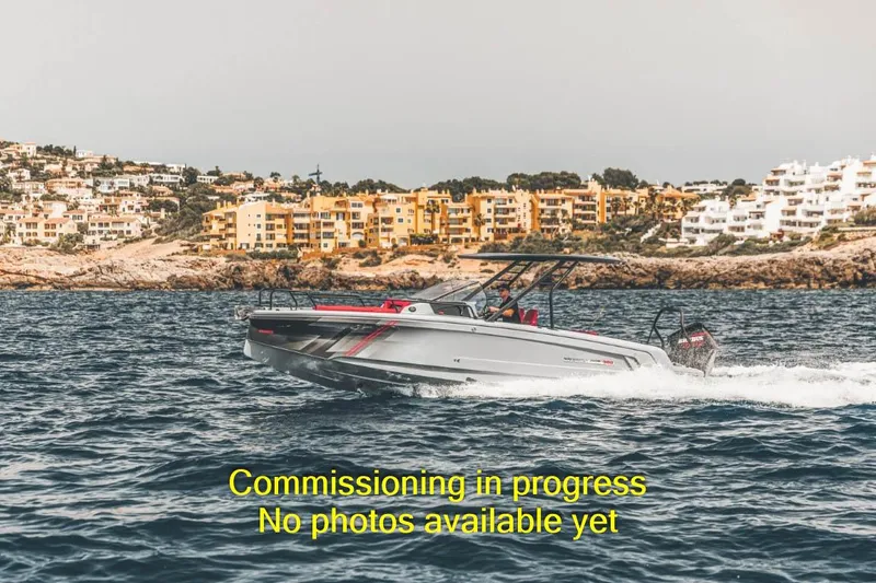 Slide: The Image of 2024 BRABUS SHADOW 300 CT boat on water, coastal buildings in background. - 3