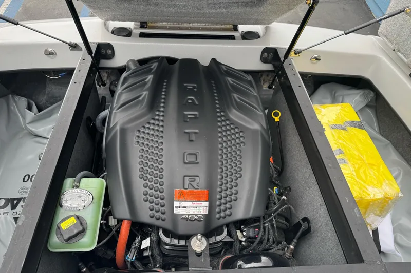 Slide: The Image of 2024 Sanger 215 S boat engine compartment with Raptor 400 engine. - 20