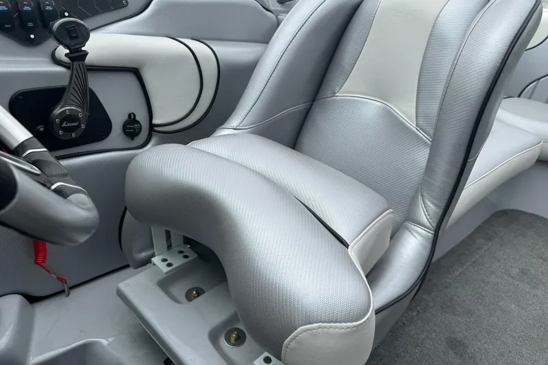 Slide: The Image of 2024 Sanger 215 S interior with sleek, modern gray seating and control panel. - 21