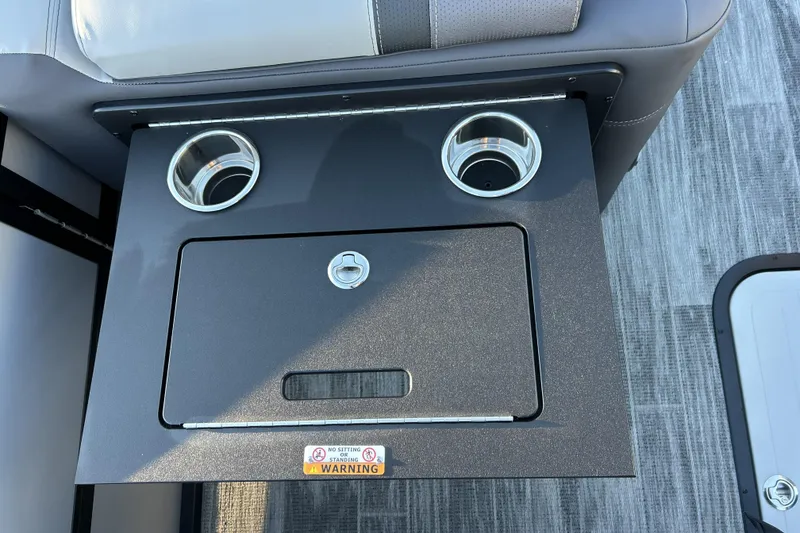 Slide: The Image of Cup holders and storage compartment in 2026 Viaggio Lago Z-B 22 boat interior. - 26