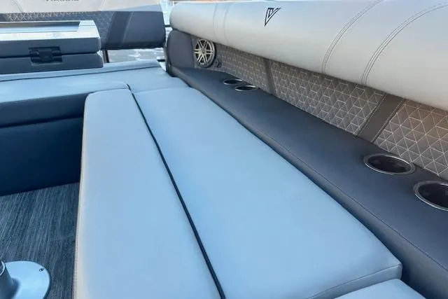 Slide: The Image of Luxurious seating on 2026 Viaggio Lago Z-B 22 boat with cup holders and speaker. - 31