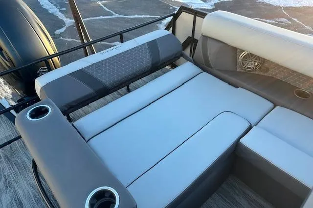 Slide: The Image of Luxurious seating on 2026 Viaggio Lago Z-B 22 boat with cup holders and stylish design. - 33