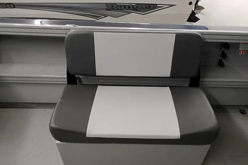 Slide: The Image of 2026 Smoker Craft Phantom 20 X2 boat seat with gray and white upholstery. - 30