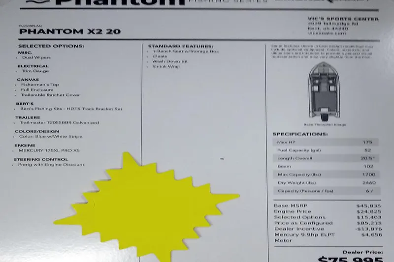 Slide: The Image of 2026 Smoker Craft Phantom 20 X2 boat specifications and pricing details. - 36