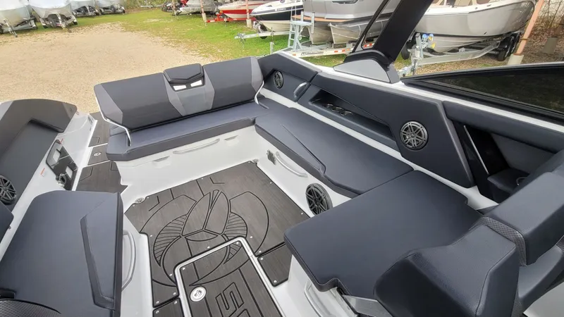 Slide: The Image of Interior of 2023 Scarab 285 ID boat with modern seating. - 10