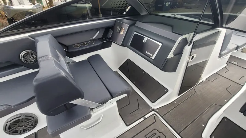 Slide: The Image of Interior of 2023 Scarab 285 ID boat, modern features. - 13