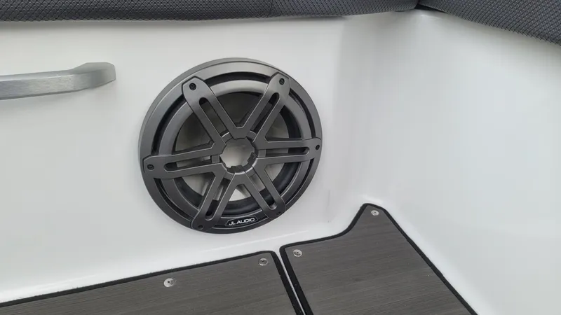 Slide: The Image of JL Audio speaker in 2023 Scarab 285 ID boat. - 22