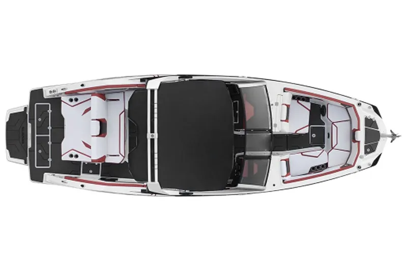 Slide: The Image of Top view of 2023 Scarab 285 ID boat, sleek design. - 41