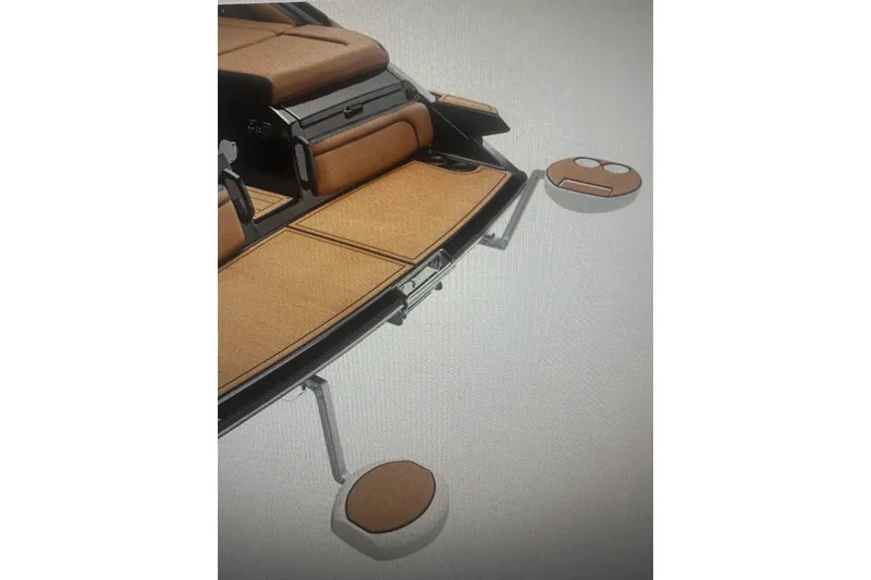 Slide: The Image of 2026 Yamaha Boats 275SD interior with tan seating and swim platform. - 7