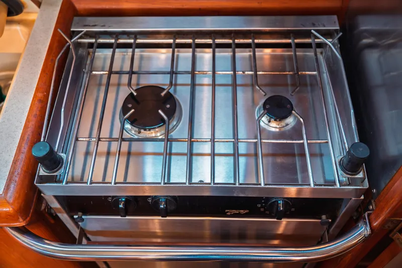 Slide: The Image of Stainless steel stove in 2003 Hunter 356 yacht kitchen. - 32