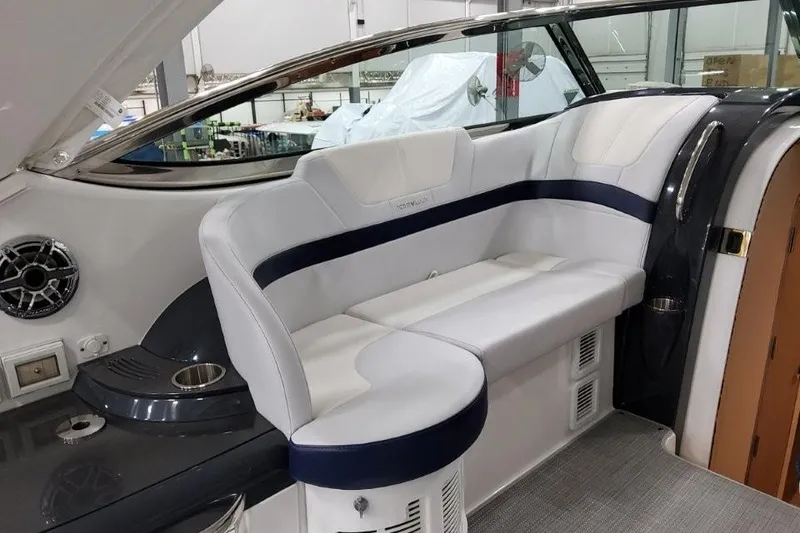 Slide: The Image of 2022 Formula 37 Performance Cruiser interior with sleek seating and modern design. - 12