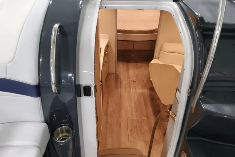 Slide: The Image of Interior view of 2022 Formula 37 Performance Cruiser, featuring elegant wood flooring. - 19