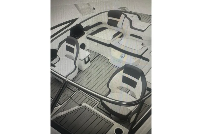 Slide: The Image of 2026 Yamaha Boats 195S interior with modern seating and sleek design. - 11