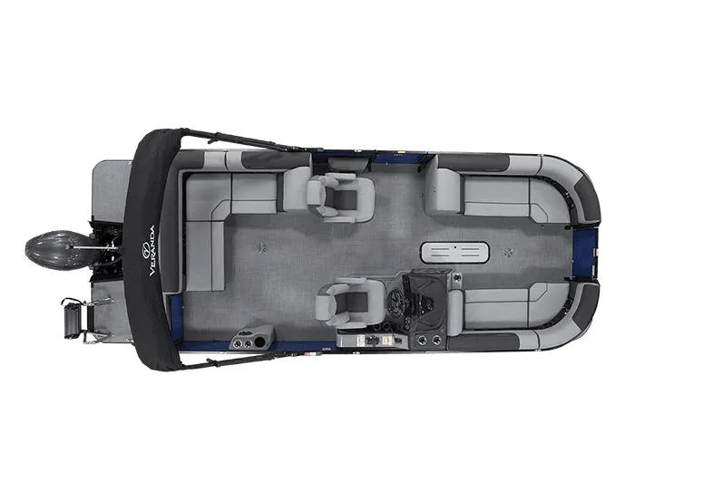 Slide: The Image of Manufacturer Provided Image: Top view of 2026 Veranda VR 235 L pontoon boat with spacious seating layout. - 12