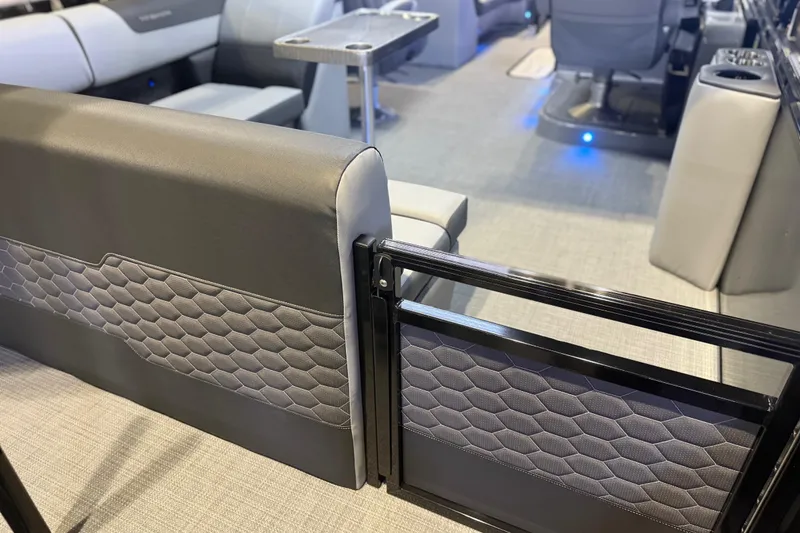 Slide: The Image of Interior of 2026 Veranda VR 235 L pontoon boat with modern seating and sleek design. - 8