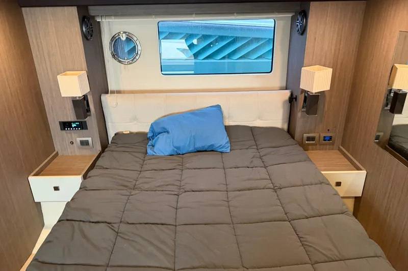 Slide: The Image of Luxurious bedroom interior of 2016 Cranchi Eco Trawler 53 Long Distance yacht. - 12