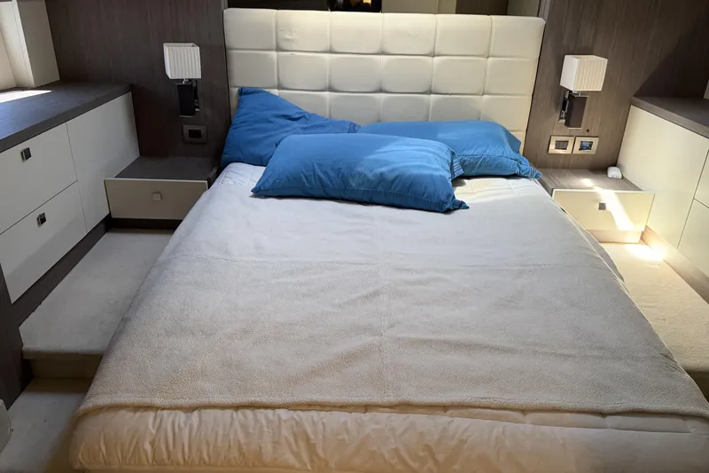 Slide: The Image of Luxurious bedroom interior of 2016 Cranchi Eco Trawler 53 Long Distance yacht. - 14