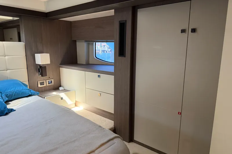 Slide: The Image of Luxurious bedroom interior of 2016 Cranchi Eco Trawler 53 Long Distance yacht. - 16