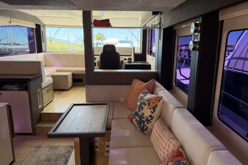 Slide: The Image of Luxurious interior of 2016 Cranchi Eco Trawler 53 Long Distance yacht with plush seating and helm. - 35