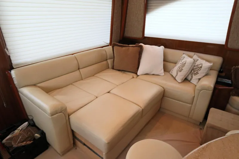 Slide: The Image of Luxurious beige leather seating in 2011 Viking 46 Convertible yacht interior. - 5