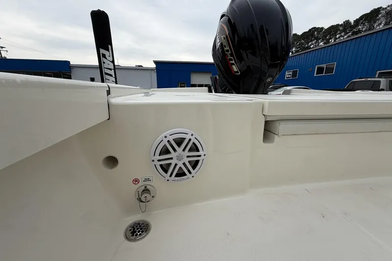 Slide: The Image of 2026 Pathfinder 2200 TRS boat interior with speaker and motor detail. - 33